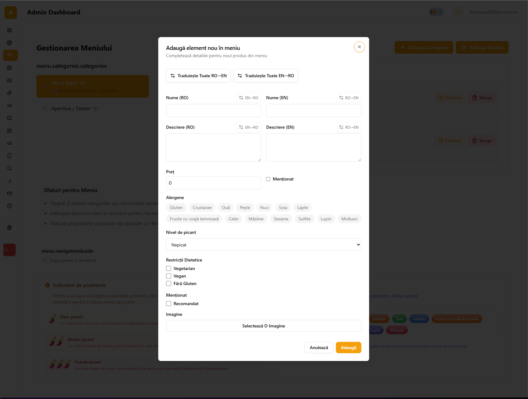 Add Menu Items